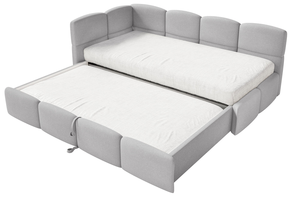 Lit pour adolescent 90x200 cm Cloudy tiroir gauche avec matelas en chenille gris clair