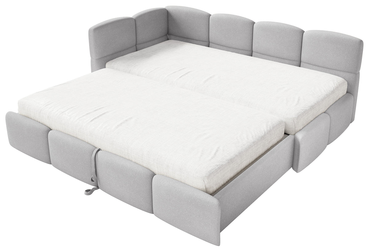 Lit pour adolescent 90x200 cm Cloudy tiroir gauche avec matelas en chenille gris clair