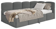 Lit pour adolescent 90x200 cm Cloudy avec rangement coulissant droit et matelas en chenille gris foncé