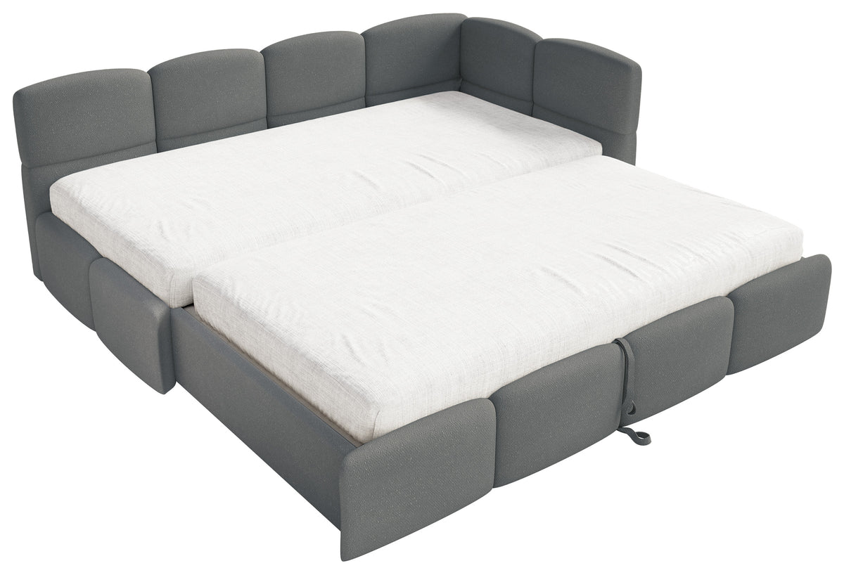 Lit pour adolescent 90x200 cm Cloudy avec rangement coulissant droit et matelas en chenille gris foncé