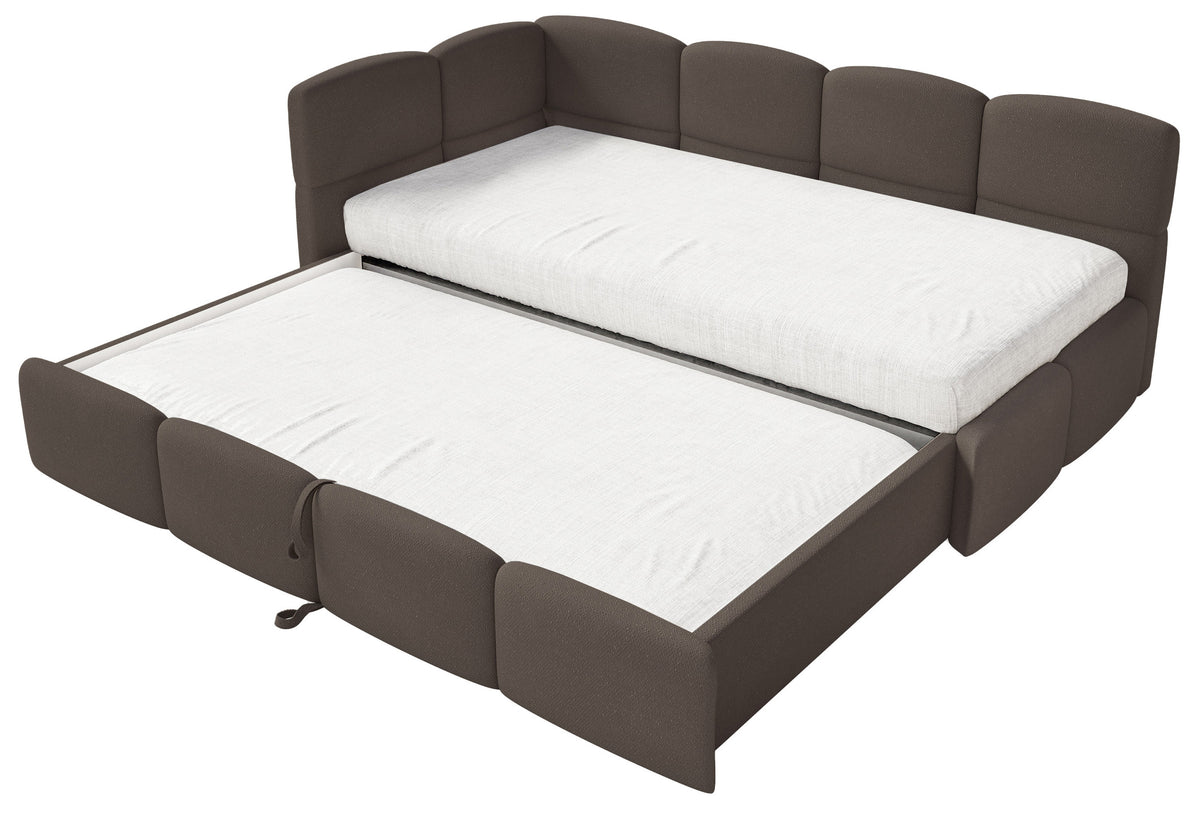 Lit junior 90x200 cm Cloudy tiroir gauche avec matelas, velours marron