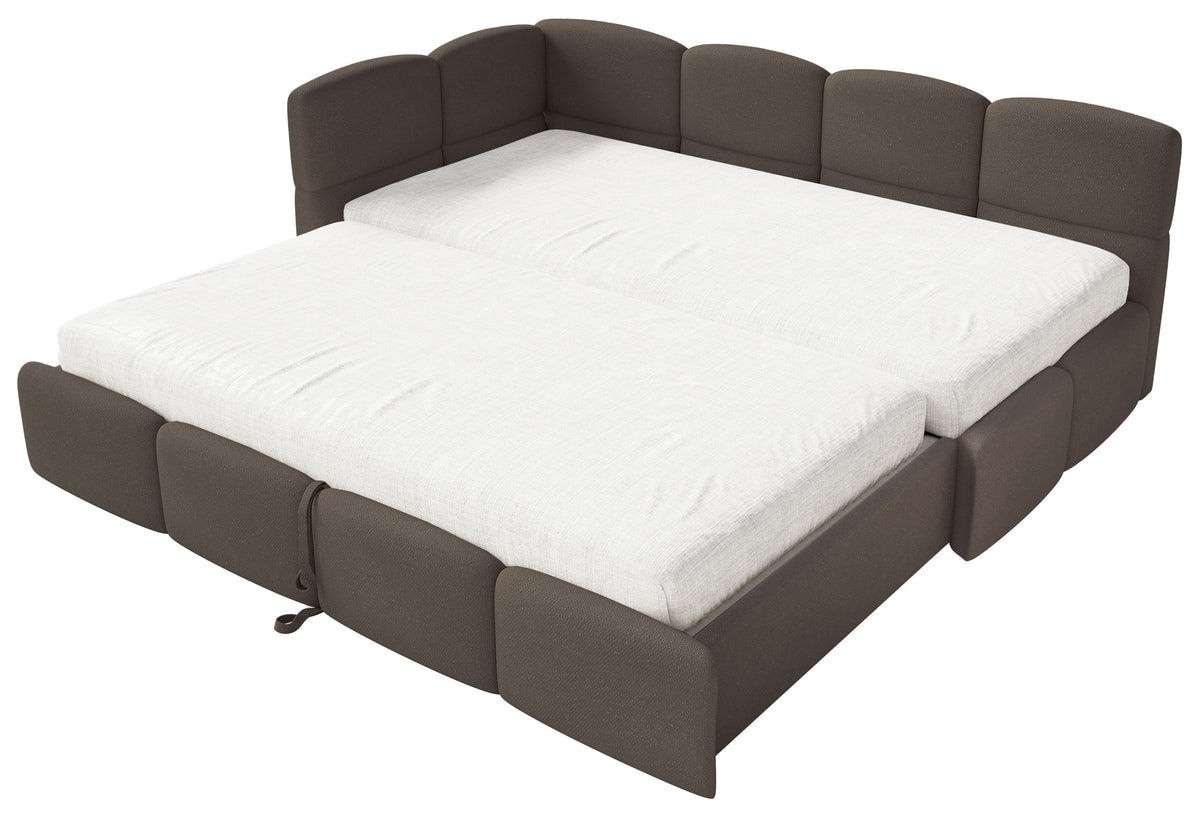 Lit junior 90x200 cm Cloudy tiroir gauche avec matelas, velours marron