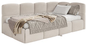 Lit jeune 90x200 cm Cloudy tiroir déployable droit avec matelas en chenille crème