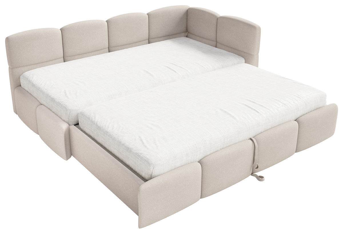 Lit jeune 90x200 cm Cloudy tiroir déployable droit avec matelas en chenille crème