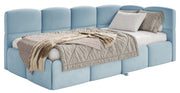 Lit simple 90x200 cm Cloudy tiroir droit avec matelas bleu velours hydrofuge facile à nettoyer