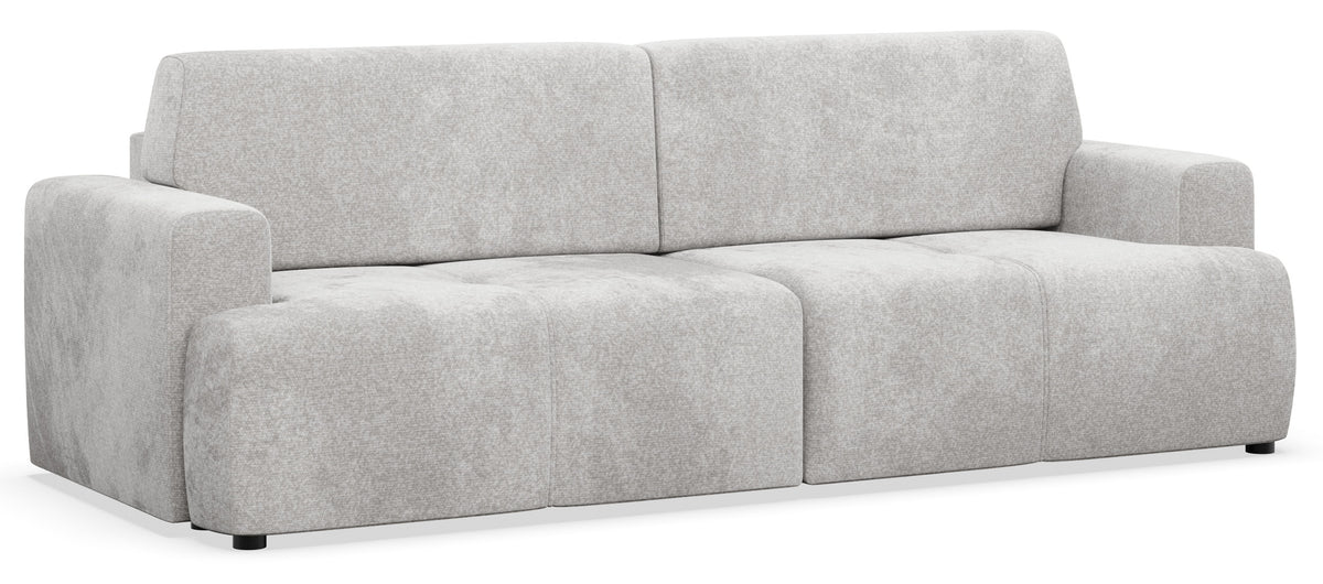 Canapé convertible 3 places Cobbly avec coffre de rangement, tissu chenille gris