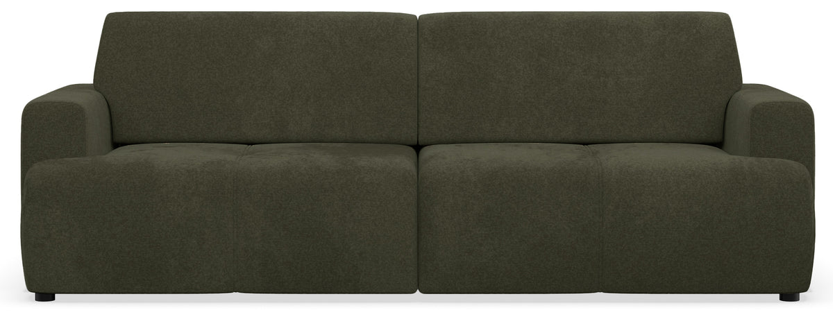 Canapé convertible 3 places Cobbly avec rangement en chenille olive