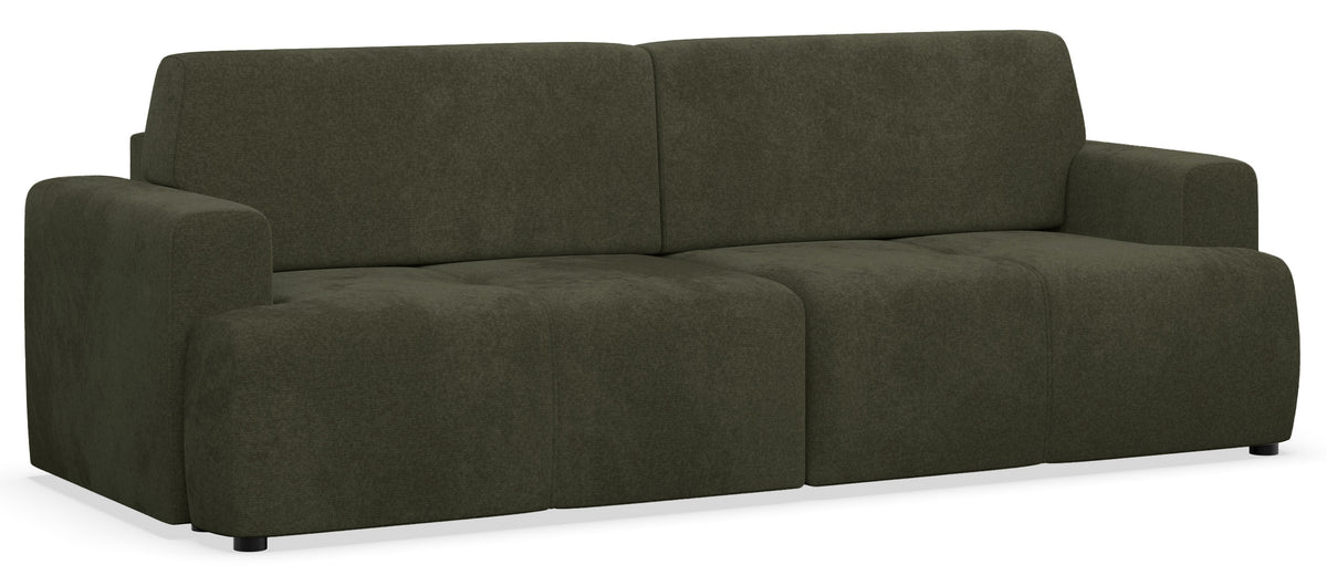 Canapé convertible 3 places Cobbly avec rangement en chenille olive
