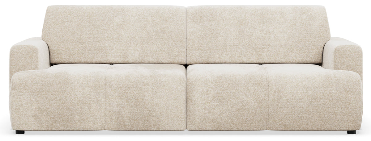 Canapé convertible 3 places Cobbly avec coffre de rangement en chenille crème
