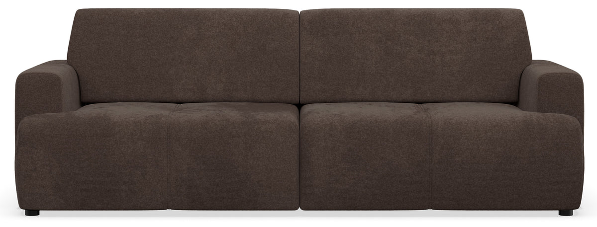 Canapé convertible 3 places Cobbly avec rangement, tissu chenille marron