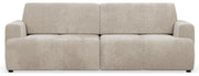 Canapé convertible 3 places Cobbly avec coffre beige en chenille