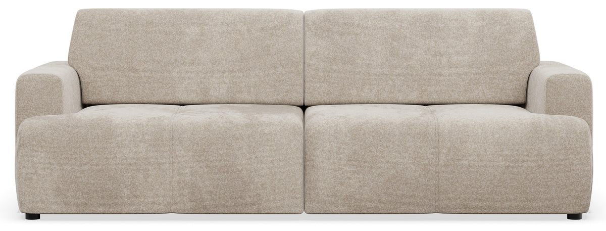 Canapé convertible 3 places Cobbly avec coffre beige en chenille