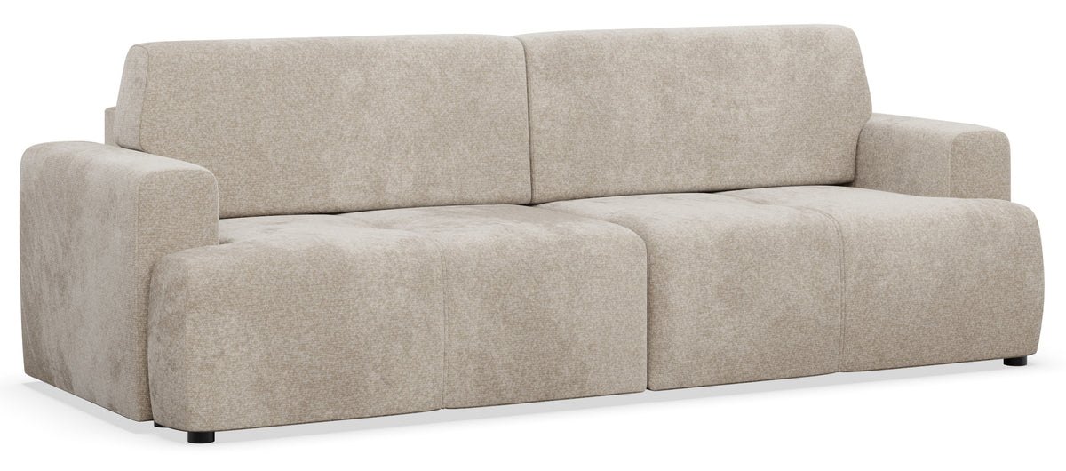 Canapé convertible 3 places Cobbly avec coffre beige en chenille