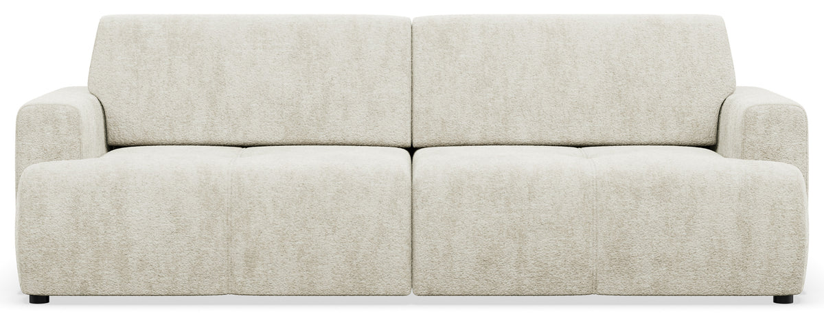 Canapé convertible 3 places Cobbly avec coffre de rangement en chenille crème