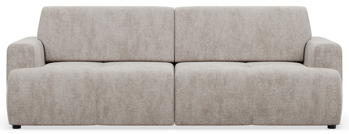 Canapé convertible 3 places Cobbly avec rangement, tissu chenille gris beige