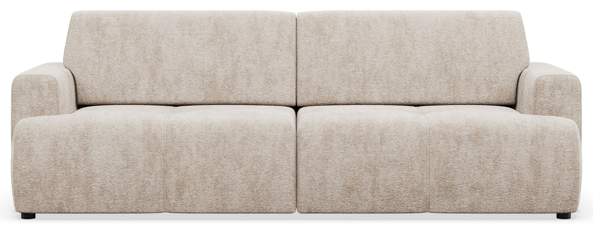 Canapé convertible 3 places Cobbly avec coffre beige en chenille