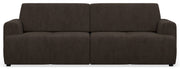 Canapé convertible 3 places Cobbly avec rangement, tissu chenille marron