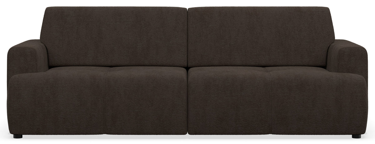 Canapé convertible 3 places Cobbly avec rangement, tissu chenille marron