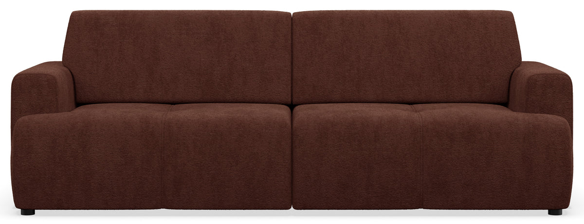 Canapé convertible 3 places Cobbly en chenille cuivre avec coffre de rangement