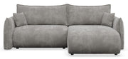 Canapé d'angle droit Cushi avec fonction couchage et coffre de rangement, tissu chenille gris