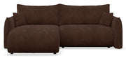 Canapé d'angle Cushi L gauche avec fonction couchage et coffre de rangement, tissu chenille marron