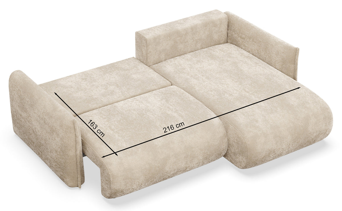 Ecksofa mit Schlaffunktion Cushi, L-förmig, linksseitig, mit Stauraum, beige Chenille