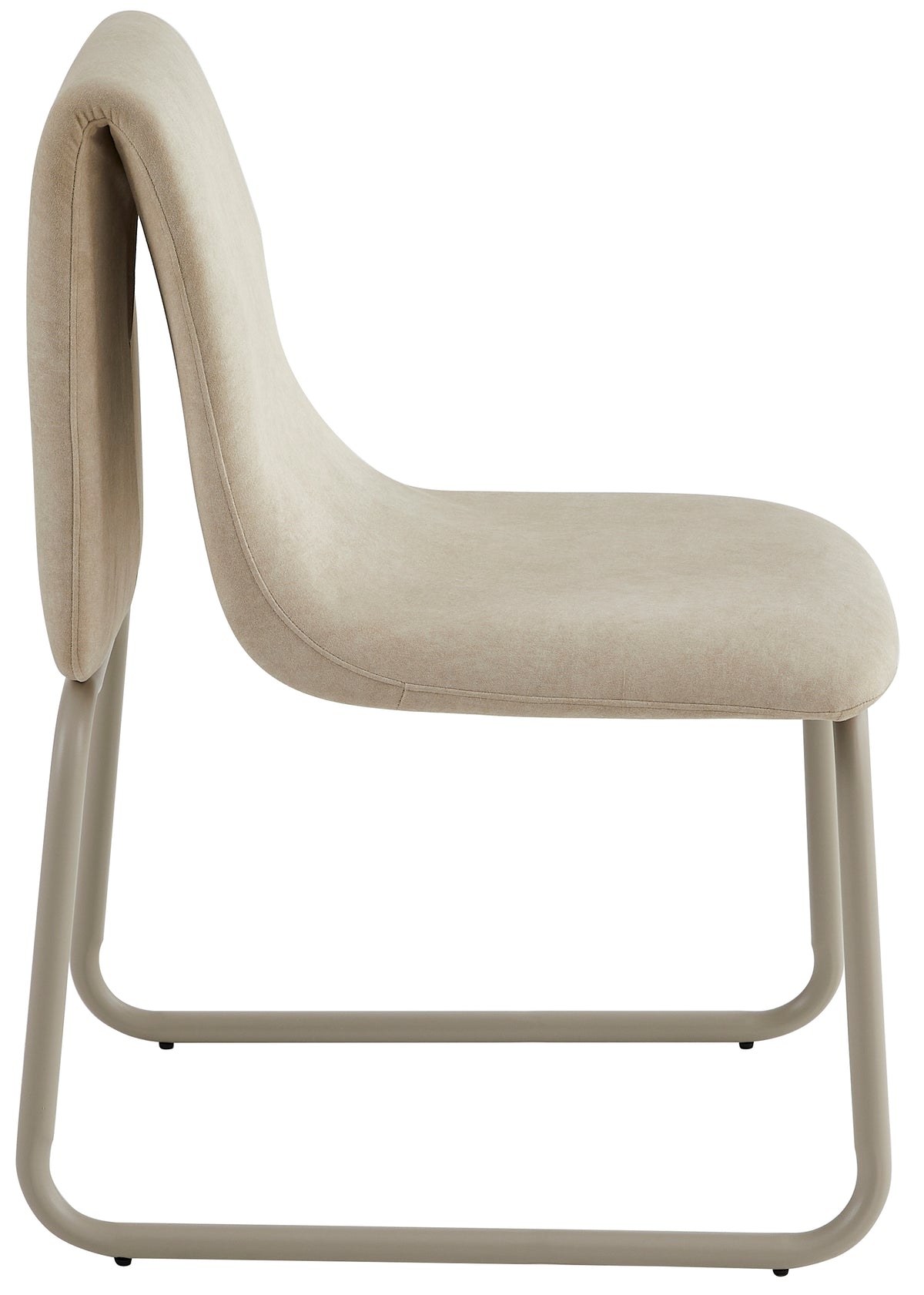 Chaise rembourrée Reestify en velours beige avec tissu facile à nettoyer