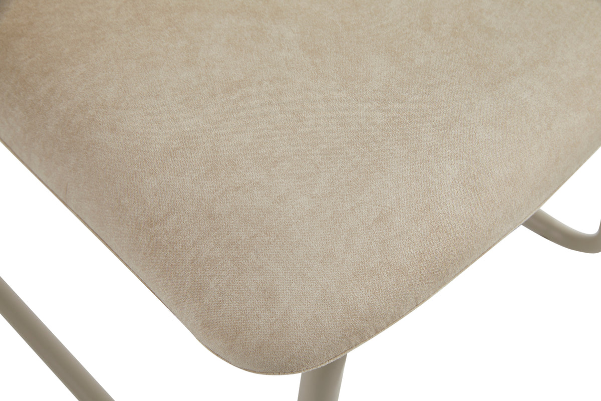 Chaise rembourrée Reestify en velours beige avec tissu facile à nettoyer