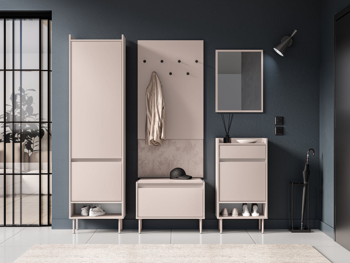 Zweiflügeliger Kleiderschrank Dioce 54 cm mit Kleiderstange und Regal Kaschmir