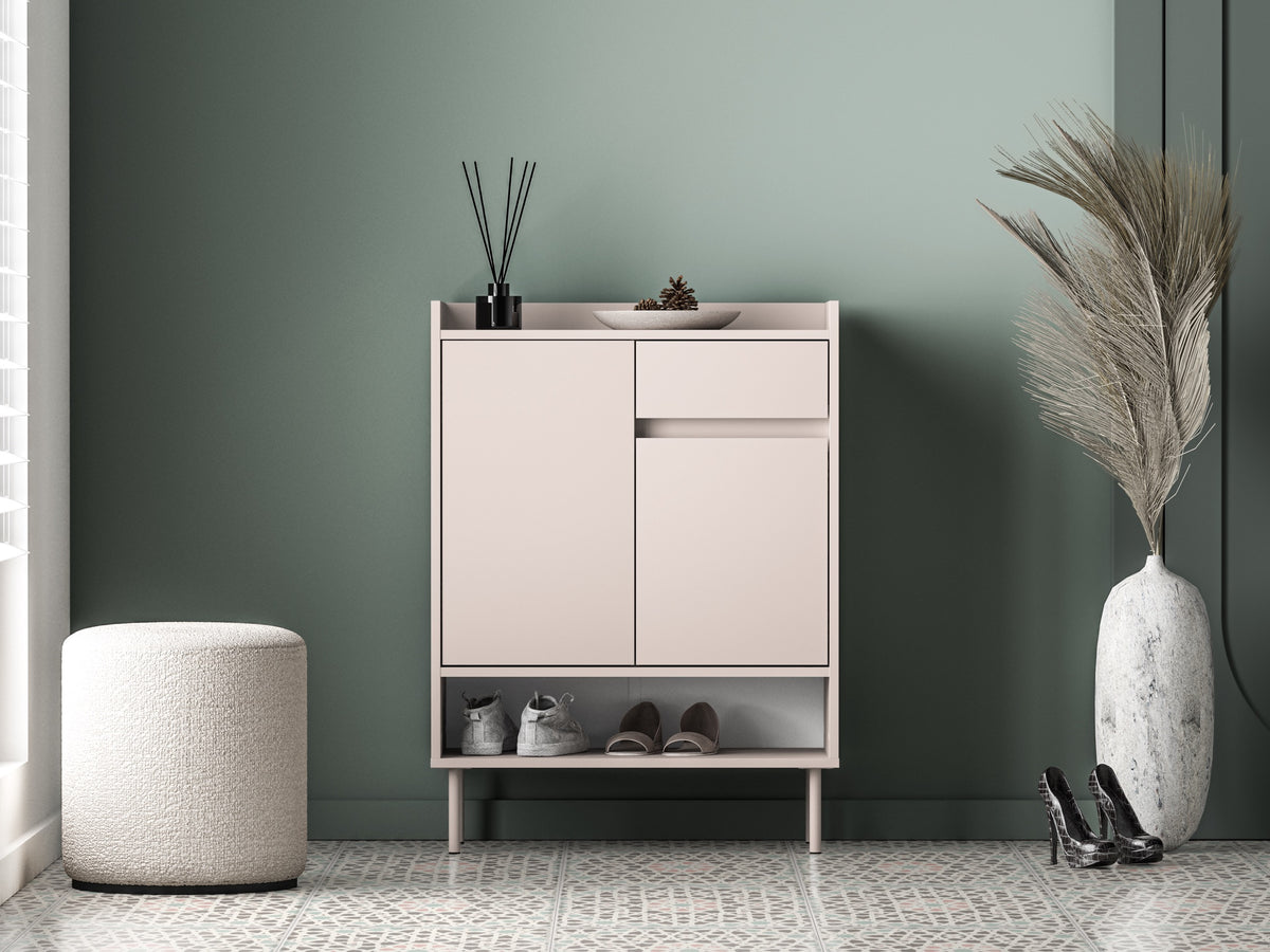 Armoire à chaussures Dioce 2 portes avec tiroir 70 cm Cachemire