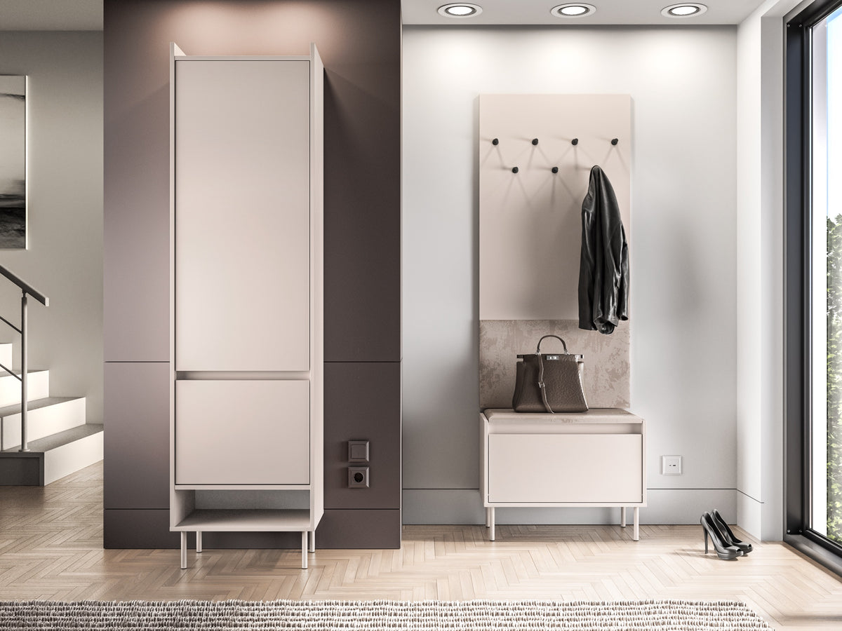 Zweiflügeliger Kleiderschrank Dioce 54 cm mit Kleiderstange und Regal Kaschmir