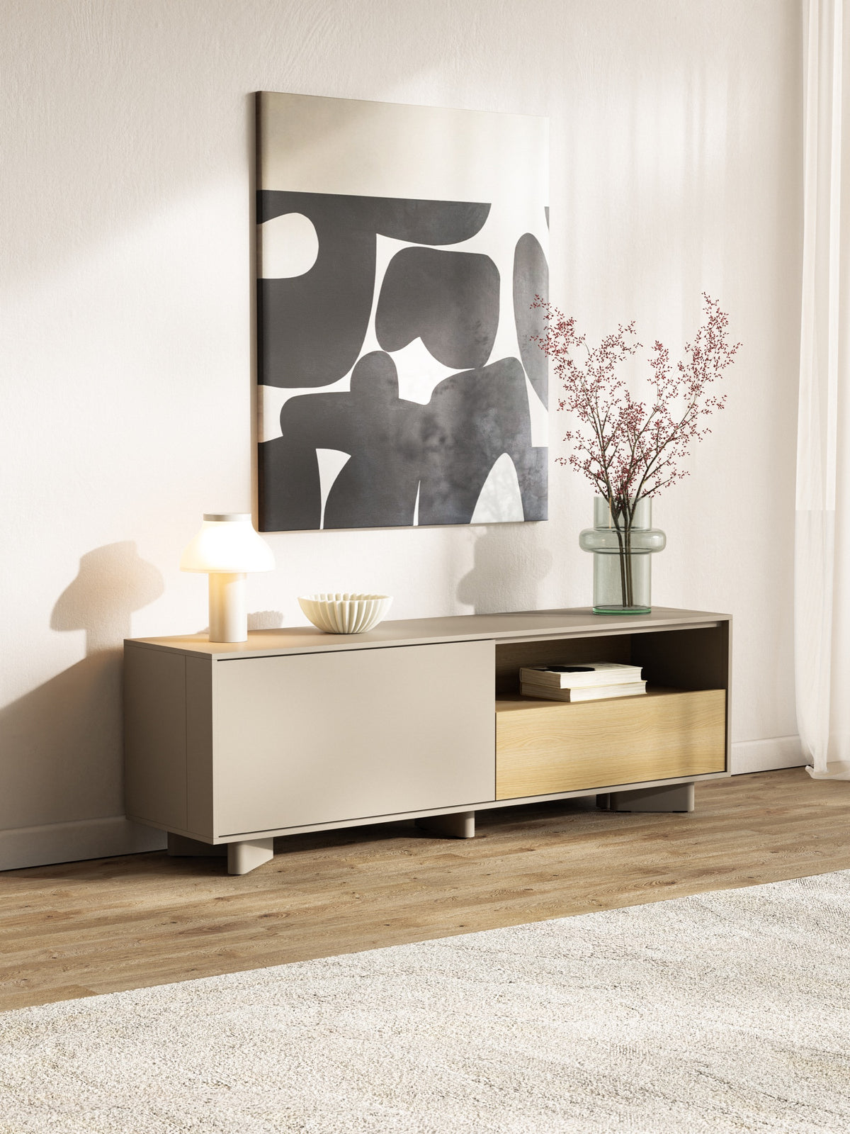 TV-Schrank Distria mit Schublade 140 cm Kaschmir/Vicenza-Eiche