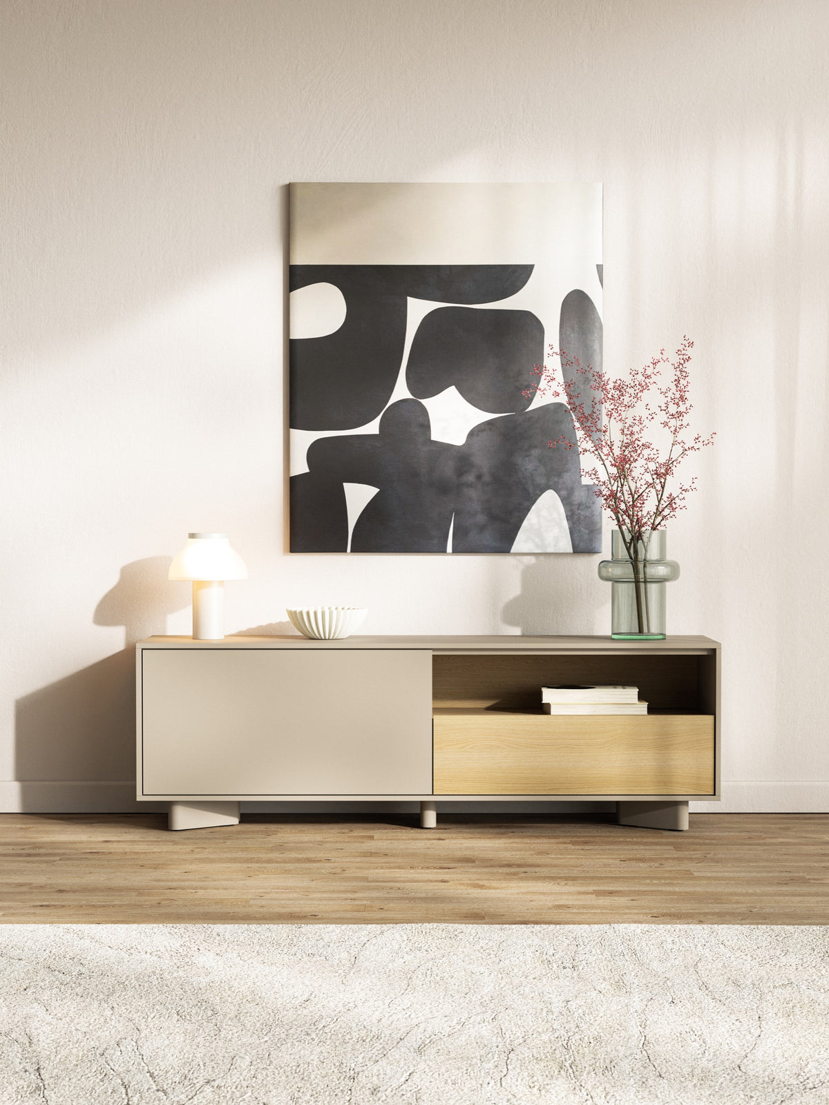 TV-Schrank Distria mit Schublade 140 cm Kaschmir/Vicenza-Eiche