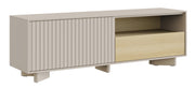 Meuble TV Distria avec tiroir et façade rainurée 140 cm cachemire/chêne Vicenza