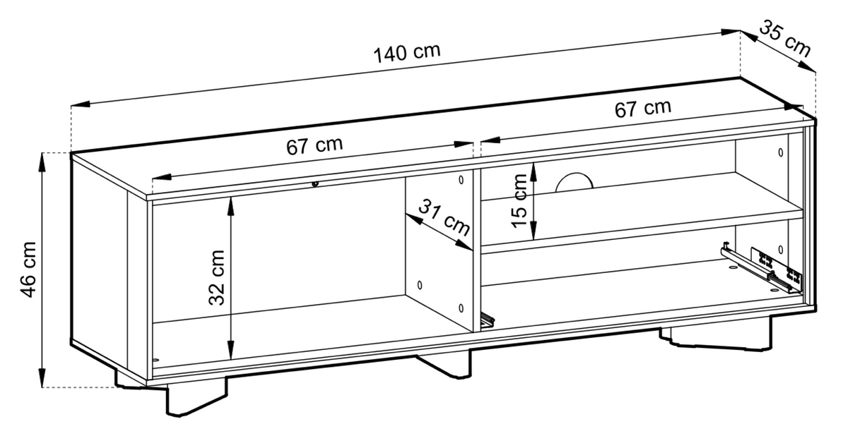 TV-Schrank Distria mit Schublade 140 cm Kaschmir/Vicenza-Eiche