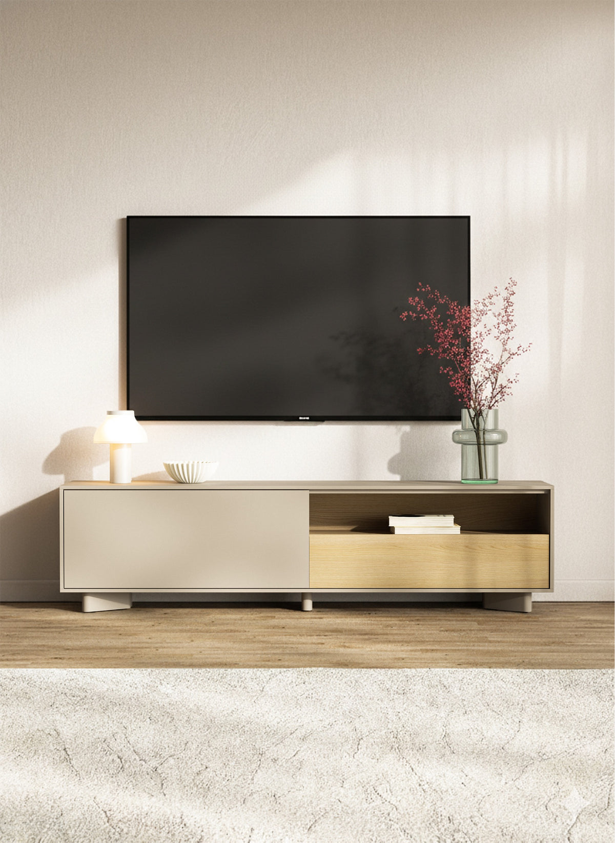 Meuble TV Distria avec tiroir 175 cm cachemire/chêne Vicenza