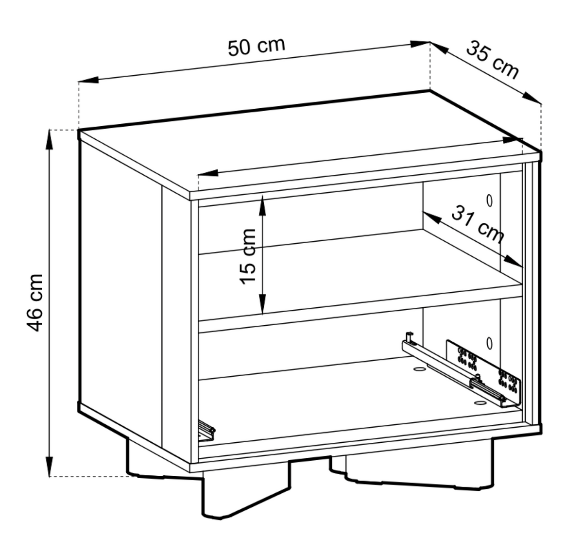 Table de chevet Distria avec tiroir et façade rainurée 50 cm cachemire/chêne Vicenza