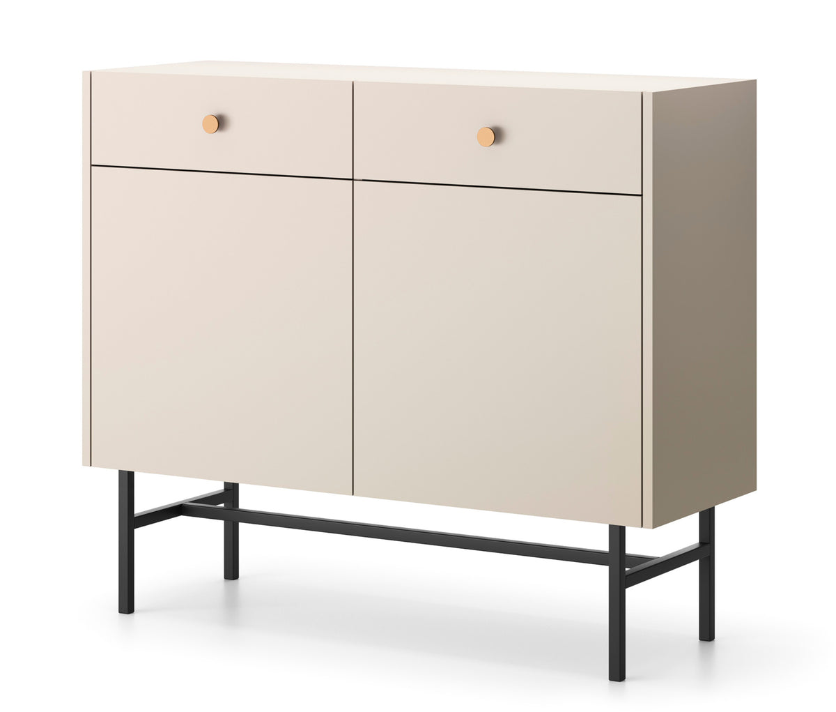 Commode deux portes Divenos avec tiroirs 104 cm Gris beige