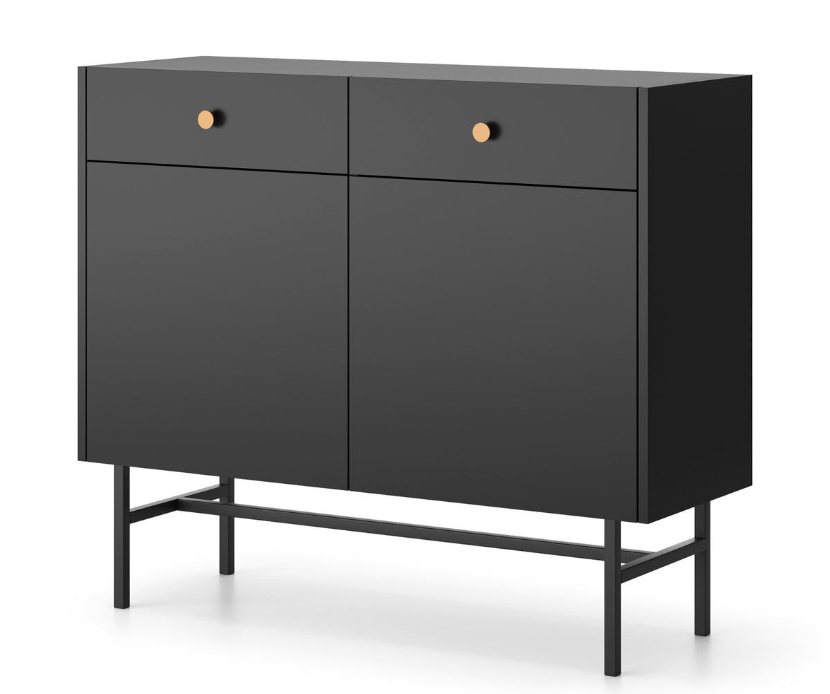 Commode deux portes Divenos avec tiroirs 104 cm Noir