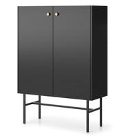 Commode haute Divenos 2 portes 93 cm Noir