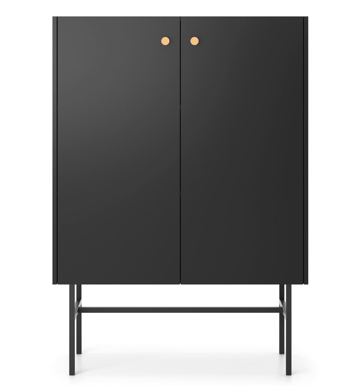 Commode haute Divenos 2 portes 93 cm Noir