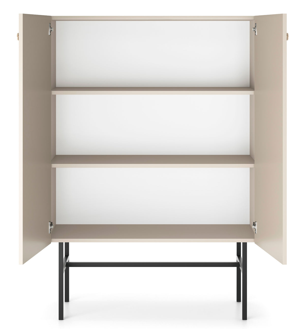 Hohe Kommode Divenos, zweiflügelig, 93 cm, Grau-Beige