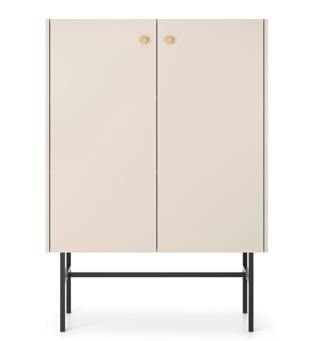 Hohe Kommode Divenos, zweiflügelig, 93 cm, Grau-Beige