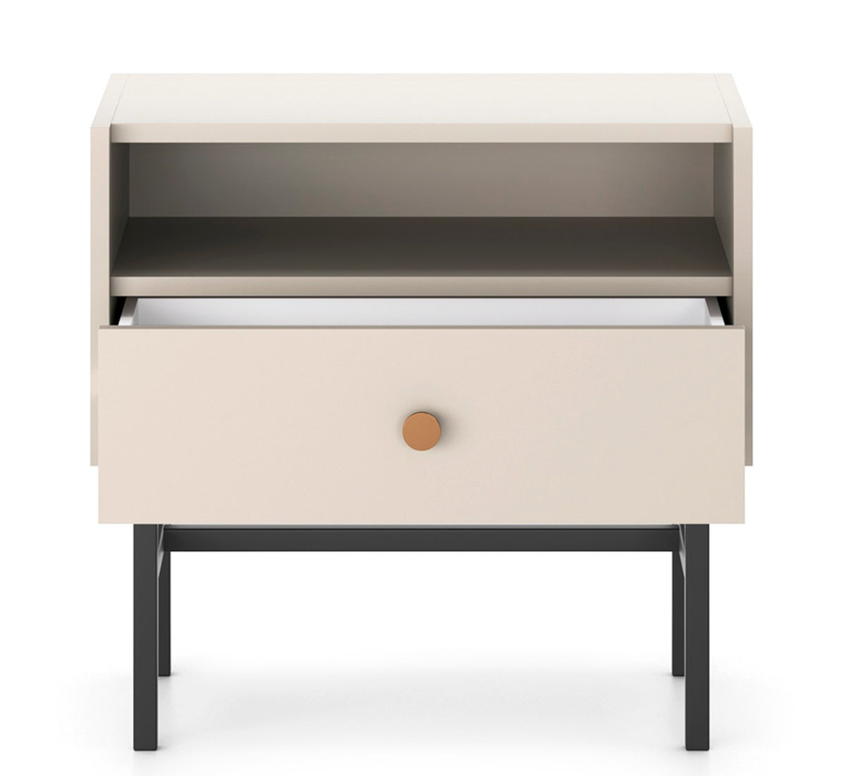 Table de chevet Divenos avec tiroir 54 cm Gris beige