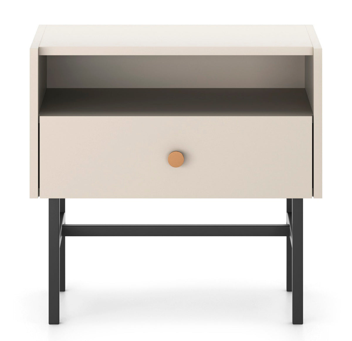 Table de chevet Divenos avec tiroir 54 cm Gris beige