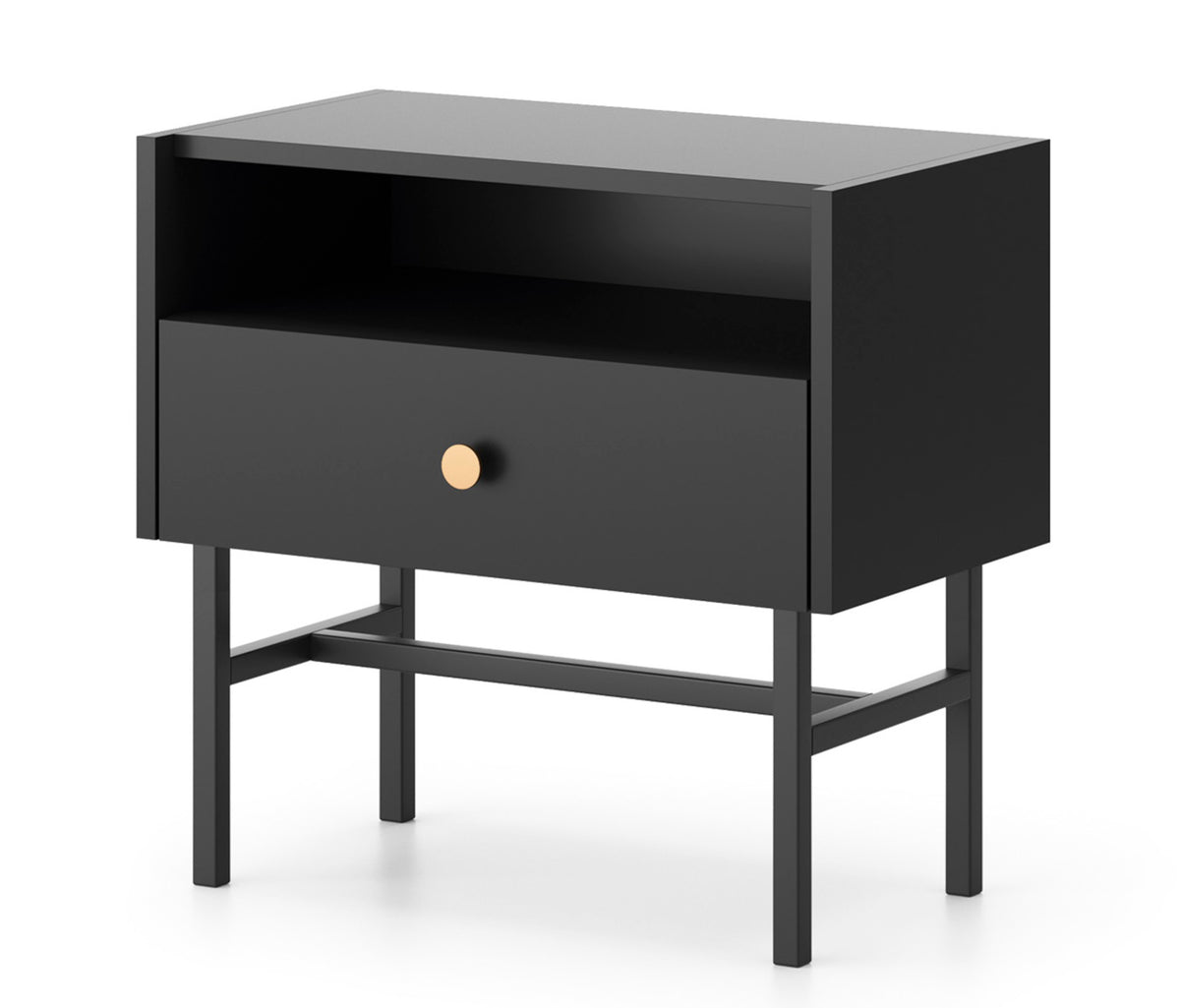 Table de chevet Divenos avec tiroir 54 cm Noir