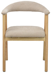 Chaise en bois pour salle à manger Depenne en tissu facile d’entretien, tissage beige/chêne naturel