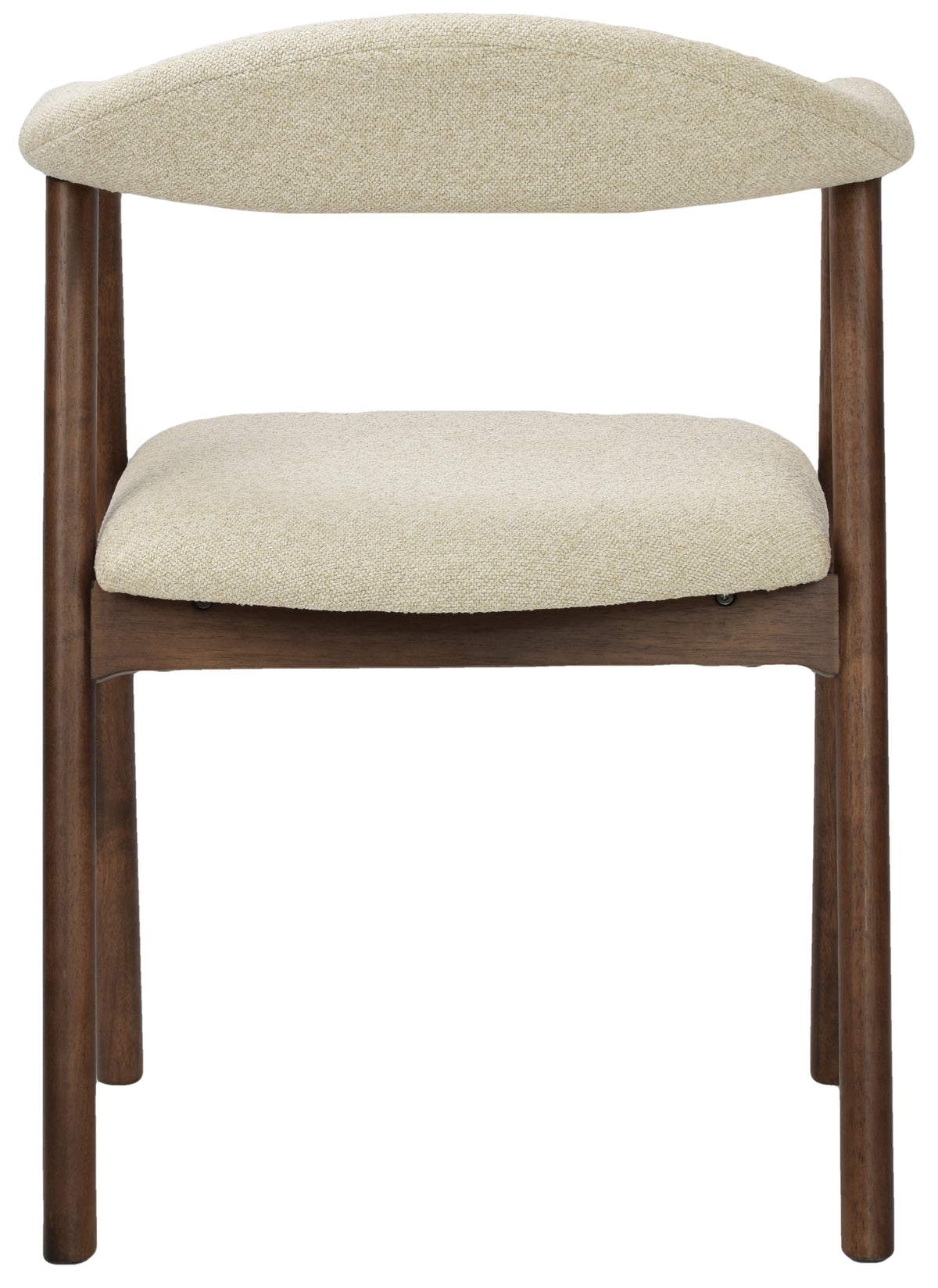 Holzstuhl für das Esszimmer Depenne mit Bouclé-Stoff in Beige/Nussbaum