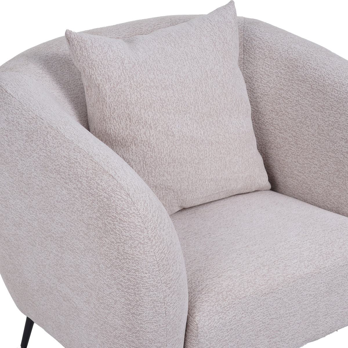 Fauteuil de relaxation Inglede en chenille beige clair sur pieds noirs