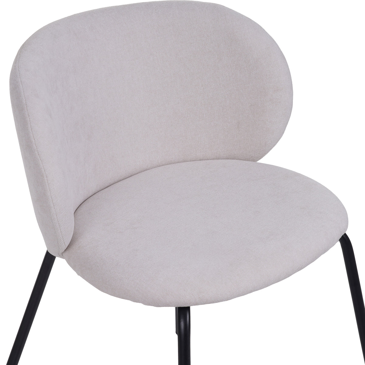 Chaise de salle à manger Berlents en tissu crème tressé sur pieds noirs